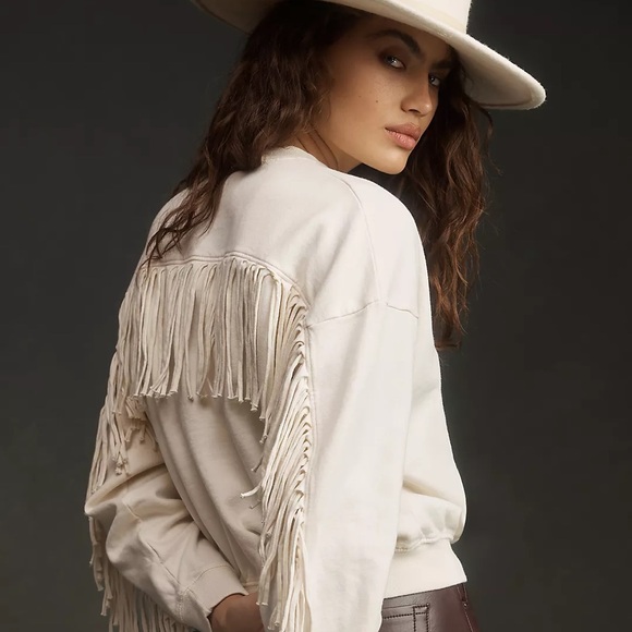 Clare V. Fringe Cream Sweatshirt - Picture 7 of 7